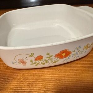 Vintage CorningWare Floral White Baking Dish